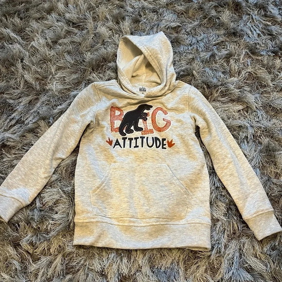 Kids Headquarters Other - Kids Headquarters Boys Dinosaur Big Attitude Light Gray Pullover Hoodie 6